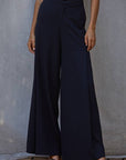Woven High Waist Wide Leg Trousers