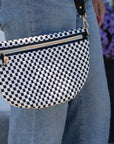 Lumi Woven Crossbody Bag Black Checkered