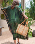 Hazel Handmade Cane Woven and Leather Tote - Medium
