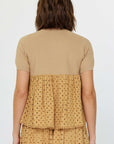 Current Air Butterscotch Woven Eyelet Blouse
