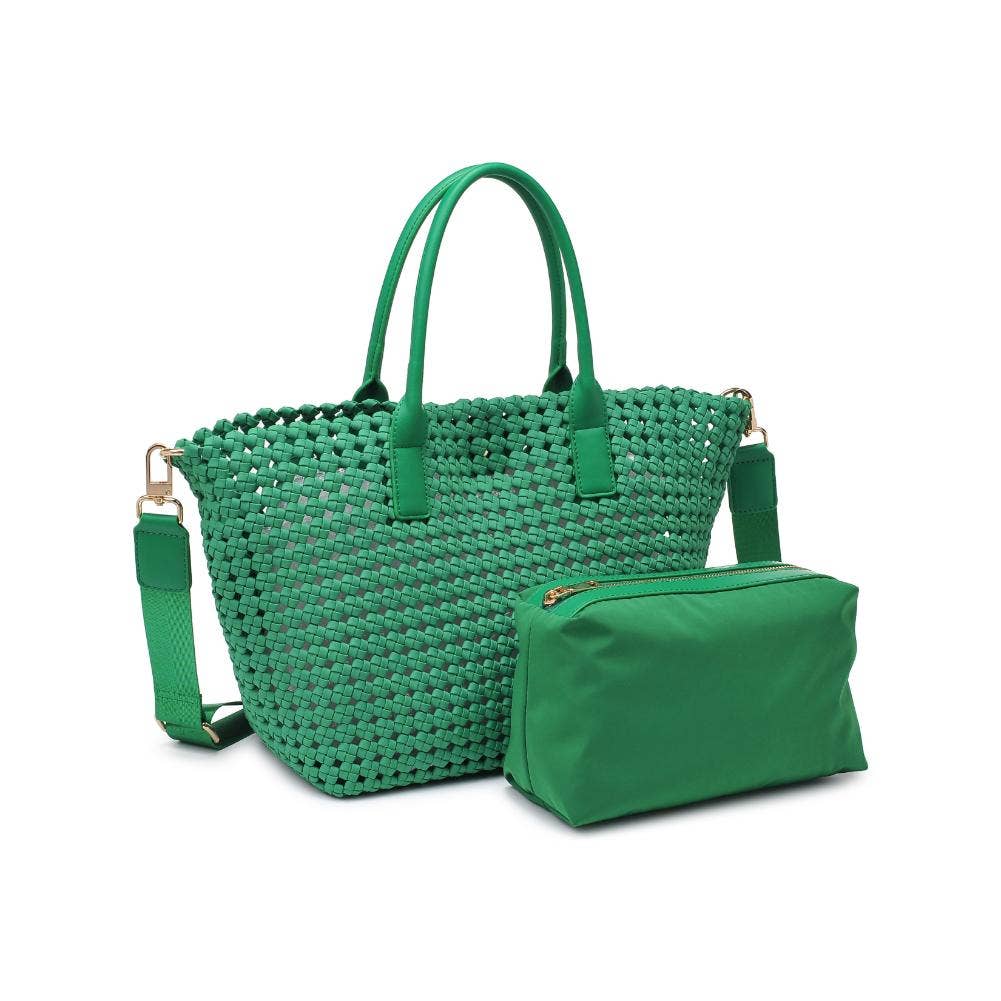 Solstice Medium  Hand Woven Knot Tote Kelly