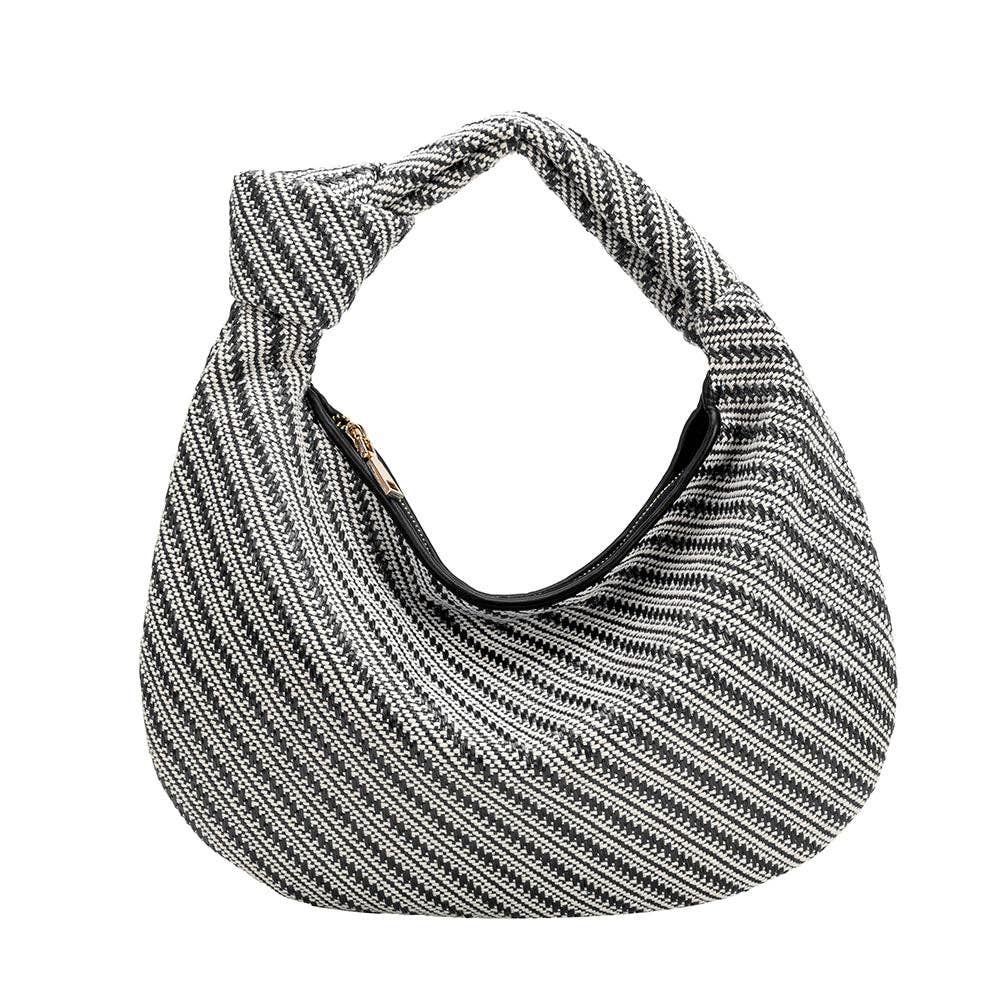 Melie Bianco Brigitte Raffia Hobo Obsidian