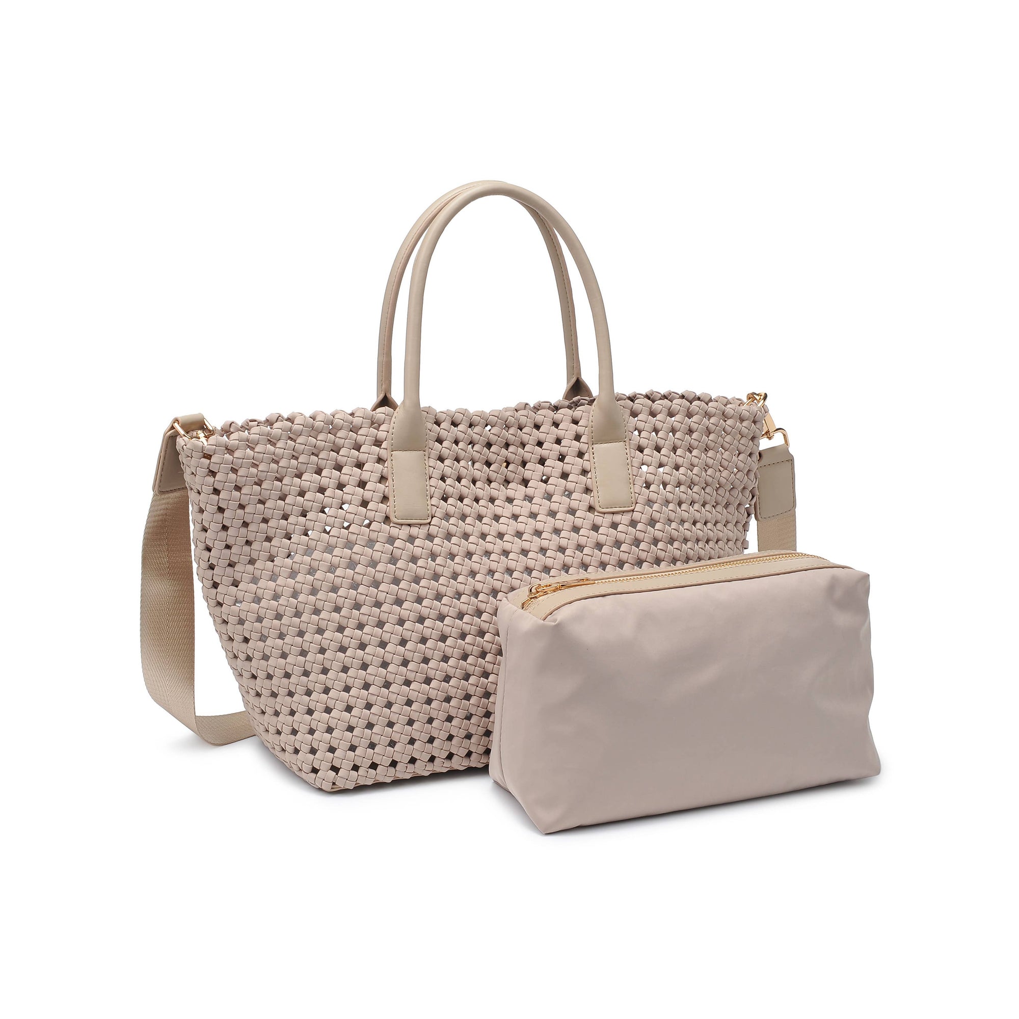 Solstice Medium  Hand Woven Knot Tote Nude