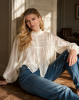 Ivory Sheer Poet Blouse