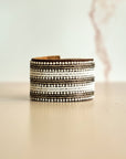 Swahili Coast Beaded Leather Cuffs in White