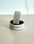 Swahili Coast Beaded Leather Cuffs in White
