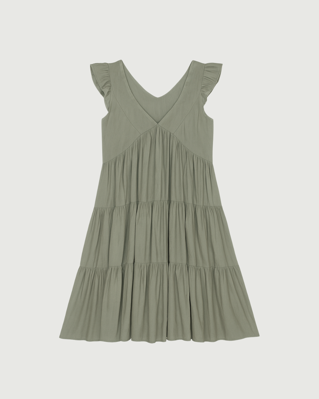 slim fit dress slacks Olive Green Floral Flutter Sleeve Mini Dress - All Dresses