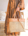 Madison Cane Webbing Leather Tote