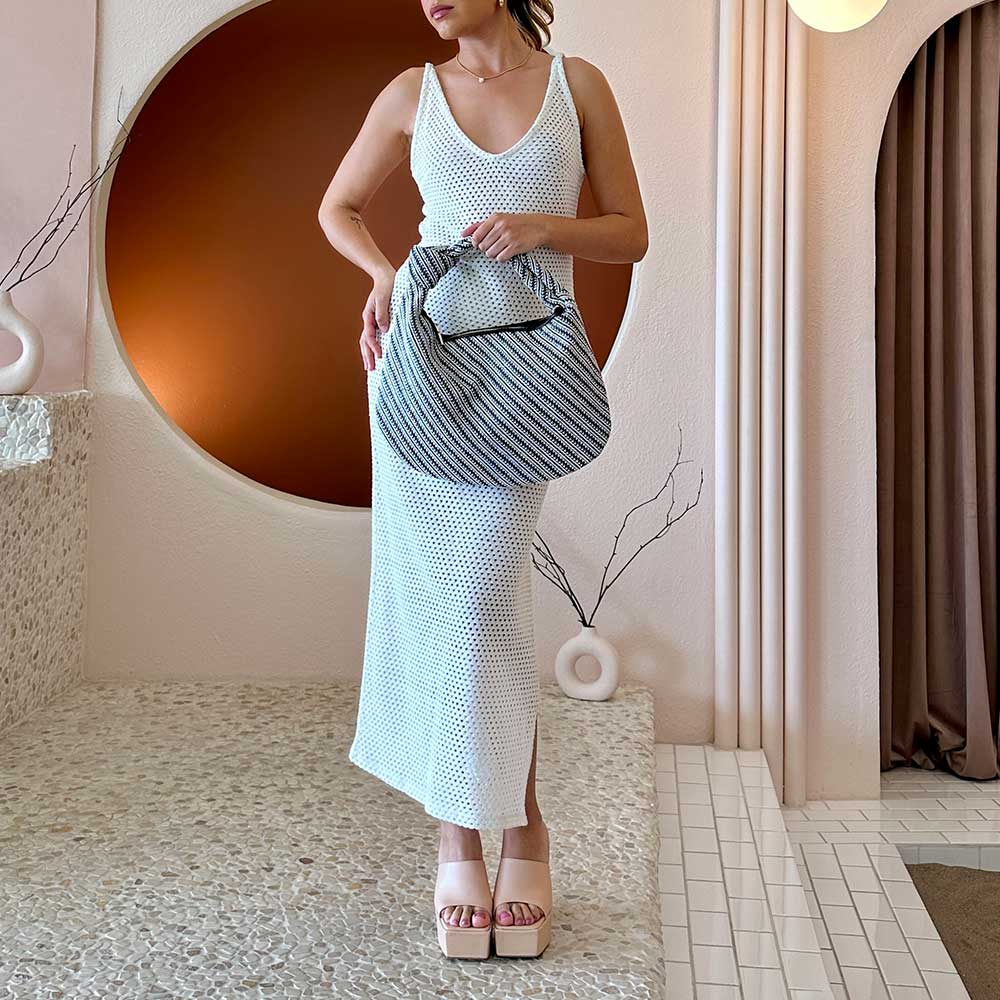 Melie Bianco Brigitte Raffia Hobo Obsidian