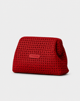 Daniella Lehavi Vivian Maxi Convertible Clutch in red, angled view showing woven texture