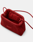Daniella Lehavi Vivian Maxi Convertible Clutch in red, open interior view with shoulder strap