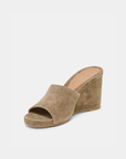 Dolce Vita Holta wedge featuring a clean silhouette and rich olive suede finish.
