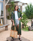 Hazel Handmade Cane Woven and Leather Tote - Medium