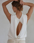 CeCe Sleeveless Open Back Sweater