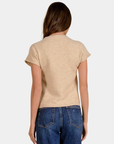 Back view of the Elan Sam Short Sleeve Sweater in Stone