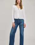 Gentle Fawn Vanessa Blouse styled with tailored denim and boots.