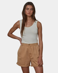 Front view of the Monaco pleated cotton shorts featuring a tailored yet relaxed silhouette