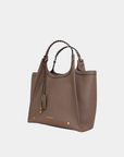 Montemare Sedona Work Tote in Cocoa Bean with braided handles, tassel and gold-tone details