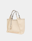 Montemare Sedona Work Tote in ivory with braided handles, tassel and gold-tone details