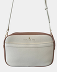Oceans End Justine cream vegan leather bag with double zipper compartments