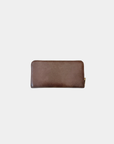 Back view of the Oceans End Palm Monstera wallet in mocha vegan leather