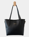 Oceans End Shawna tote bag in onyx in vegan leather back view