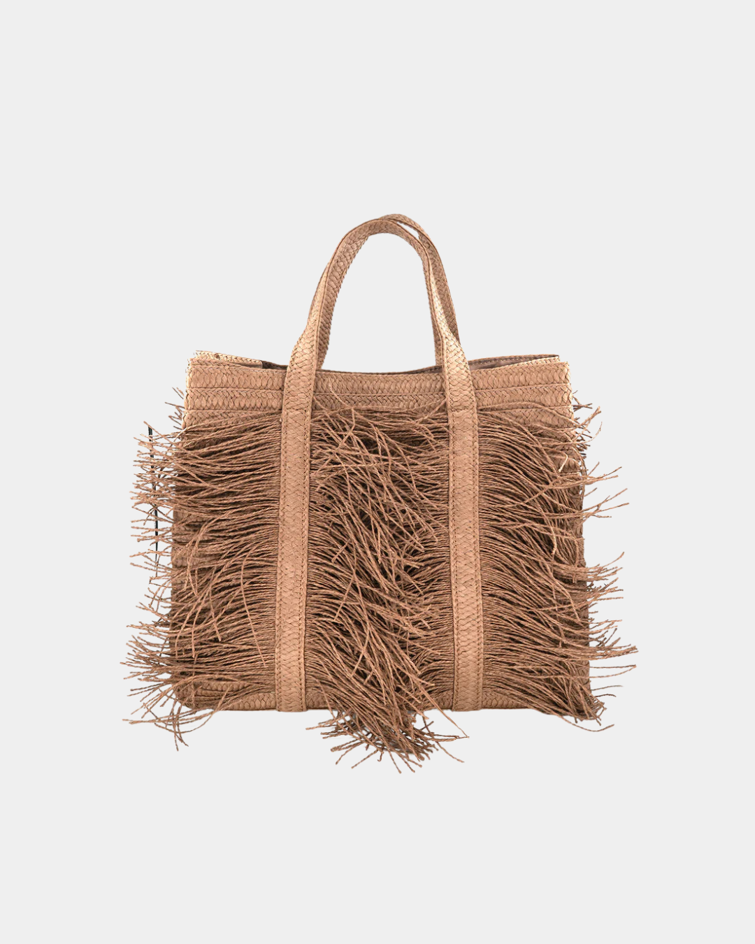 Sahara Fringe Raffia Tote Bag Cocoa – Oversized Summer Tote | The