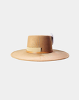 Profile view of the structured women’s hat.
