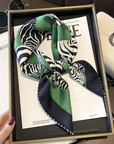 Silk Scarf Green Zebra