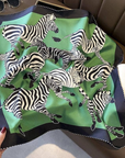 Silk Scarf Green Zebra