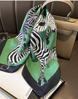 Silk Scarf Green Zebra