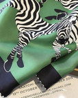 Silk Scarf Green Zebra