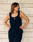 Fiji Ruffled Tank - Black - The Flaunt