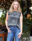 Harlow Satin Blouse Olive - The Flaunt