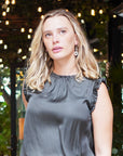 Harlow Satin Blouse Olive - The Flaunt