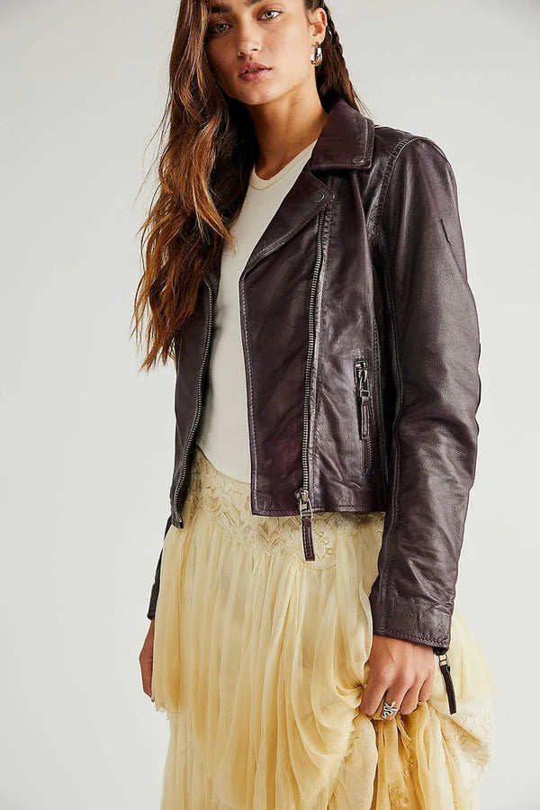 Black Cherry Leather Jacket - The Flaunt