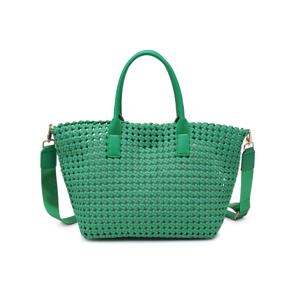 Solstice Medium  Hand Woven Knot Tote Kelly