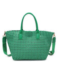 Solstice Medium  Hand Woven Knot Tote Kelly