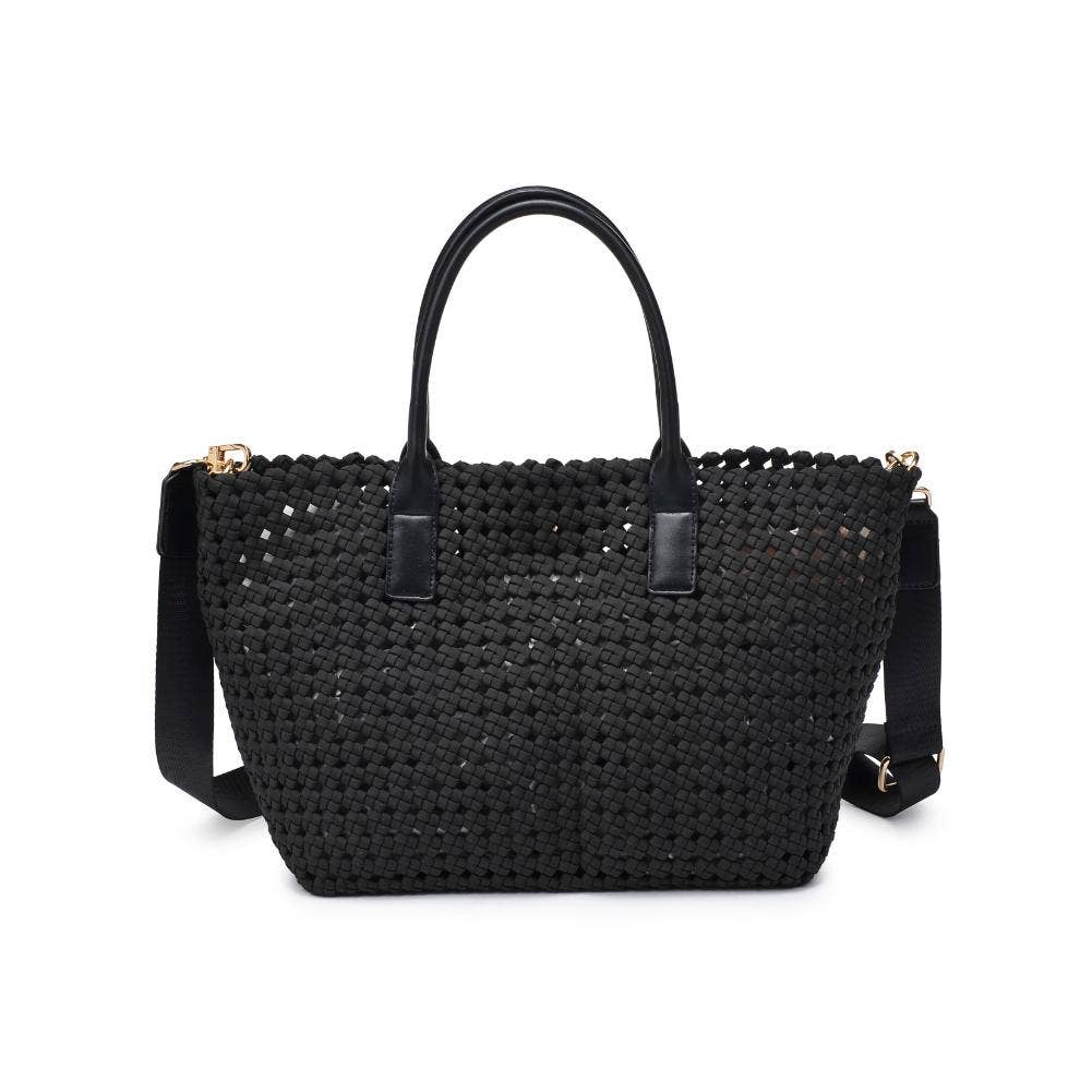 Solstice Medium Hand Woven Knot Tote Black