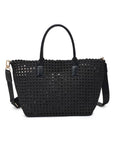 Solstice Medium Hand Woven Knot Tote Black