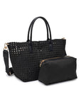 Solstice Medium Hand Woven Knot Tote Black