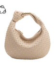 Brigitte Large Studded Bone Shoulder Bag