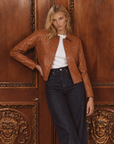 Mauritius Lefei Leather Shirt Jacket  Camel
