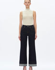 BAYEAS high-rise wide-leg Rolle jeans in dark wash front view on model