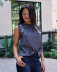 Charcoal Leopard Sleeveless Blouse