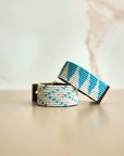 Swahili Coast Beaded Leather Cuffs in Ocean