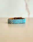 Swahili Coast Beaded Leather Cuffs in Ocean