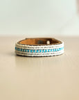 Swahili Coast Beaded Leather Cuffs in Ocean