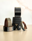 Swahili Coast Beaded Leather Cuffs in Slate