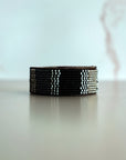 Swahili Coast Beaded Leather Cuffs in Slate